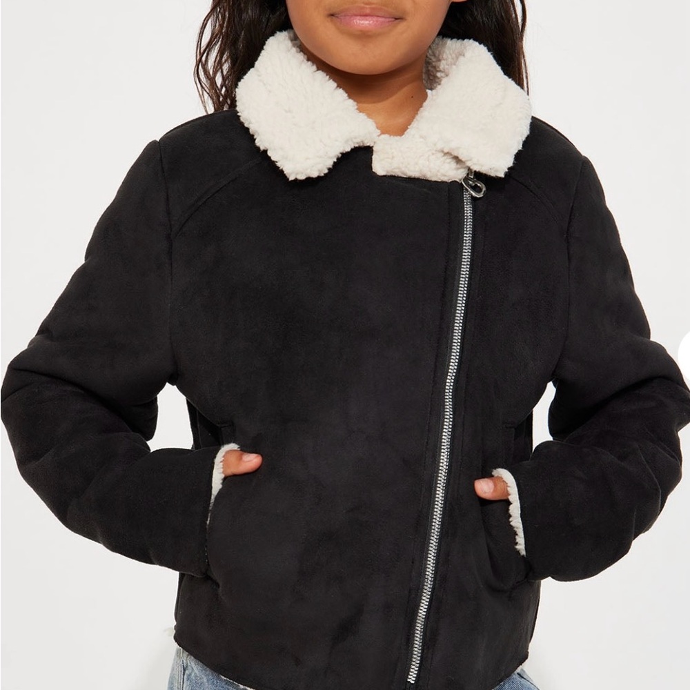 Fashion Nova Black and White Kids Sherpa Jacket